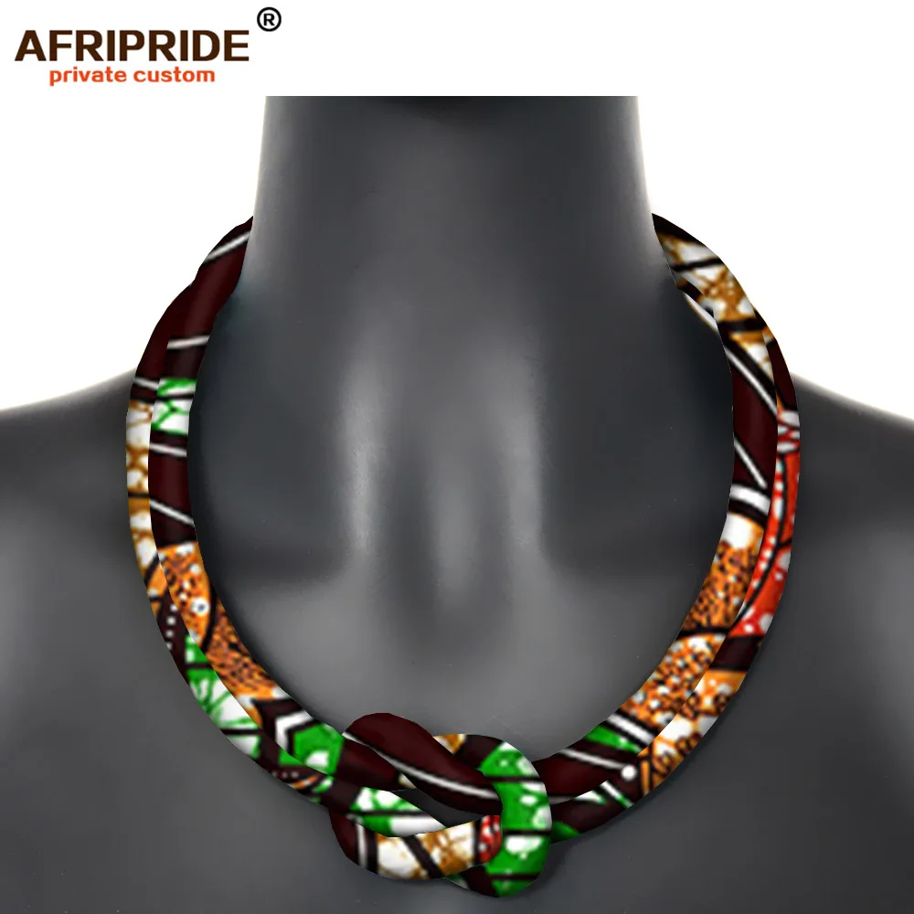 African Statement Necklace Wedding Resin Beads Jewelry Dashiki Ankara Fabric Choker Necklace for Women AFRIPRIDE S006 - Окраска металла: 483