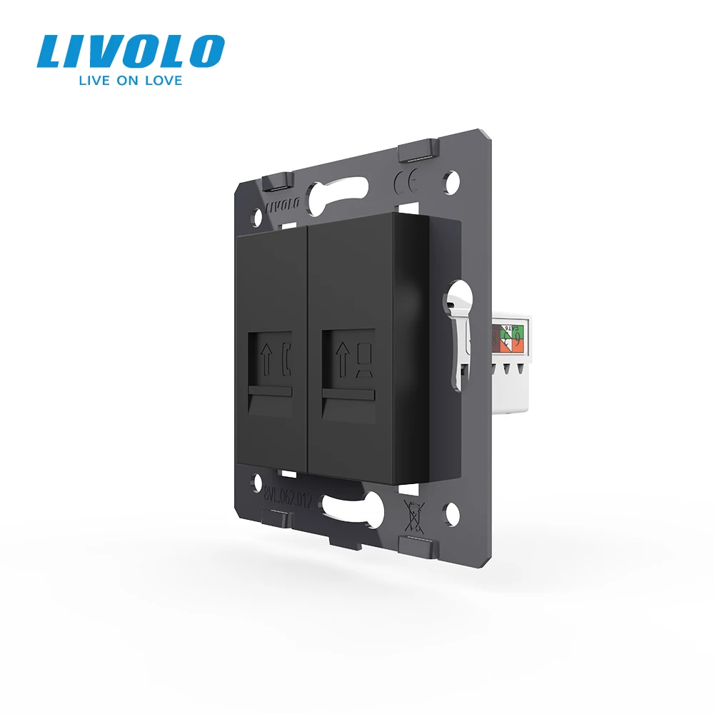 Manufacture Livolo,Wall Socket Accessory, The Base of Telephone,Computer Socket,TV ,sound,video,microphone Outlet ,black color afbeelding