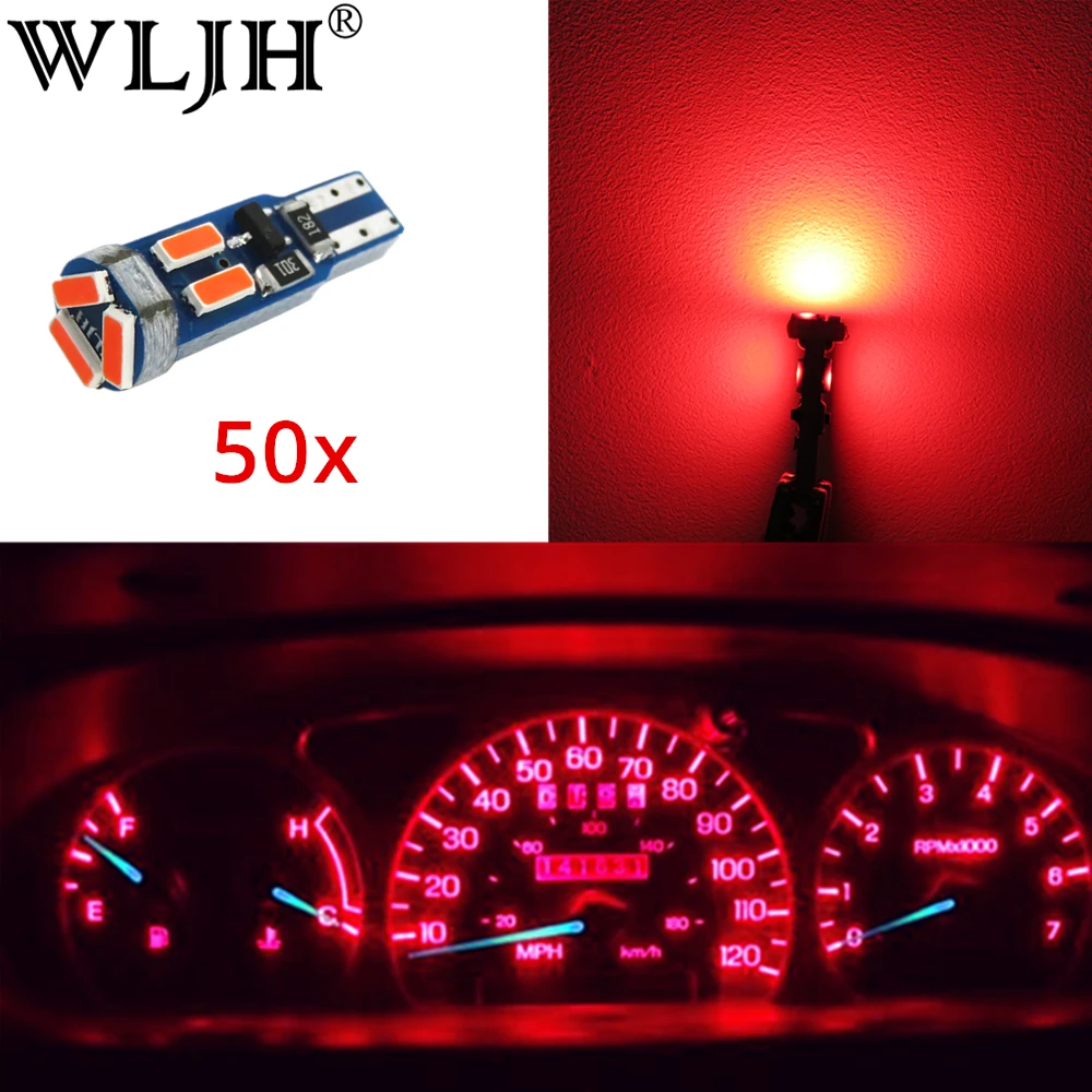 Красный WLJH 50x супер яркий T5 стиль светодиодный без полярности 73 74 286 2721 сменный приборный панель кластер тире интерьерный светильник лампы 12 В - Испускаемый цвет: Красный