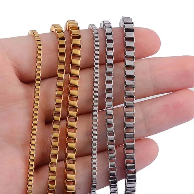 Stainless Steel Box Necklace Classic Style High Quality Waterproof Fashion Chain Men and Women