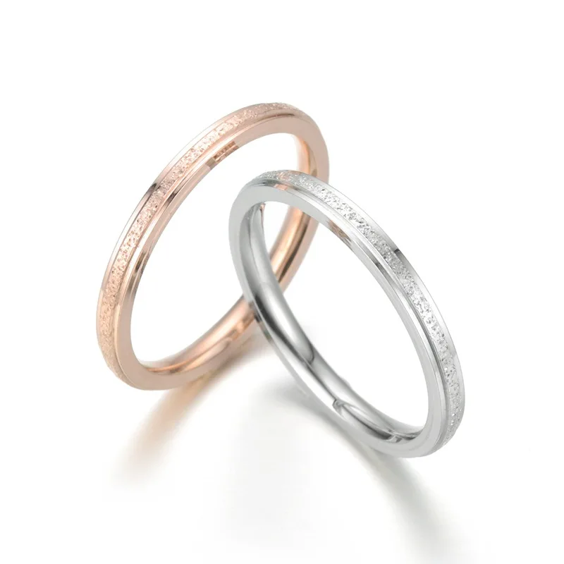 

2mm stainless steel matte ring Korean version of the popular fashion rose gold titanium steel couple ring gift
