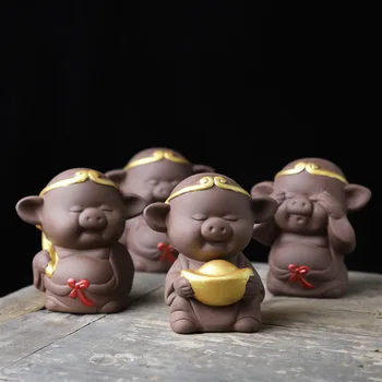 

Tea Pet Purple Sand Pig Ceramic Aquarium Fish Tank Ornaments Flower Pet Desktop Ornaments