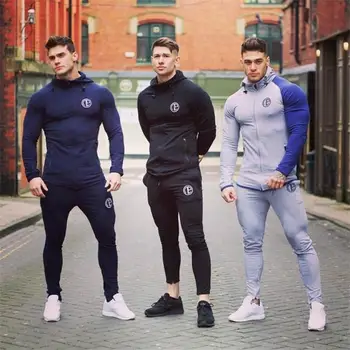 

Spring and autumn new men's trendy fashion fitness sportswear casual running fitness clothes fashion casual hoodies sportswear