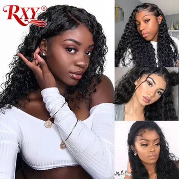 

RXY Deep Curly Human Hair Wig Lace Front Human Hair Wigs For Black Women Brazilian Hair 4x4 Lace Closure Wig Pre Plucked