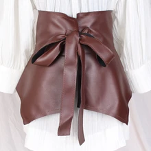 Black Red Pu Leather Ruffles Belt Camel Ruffles Bandage Women Fashion Tide All-match Ladies Solid Color Waistband Corset Belt
