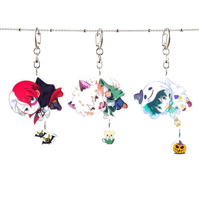 

Anime My Hero Academia Cartoon Keychain Acrylic Cute Double Sided Transparent Key Chains Cosplay Pendant Fans Jewelry