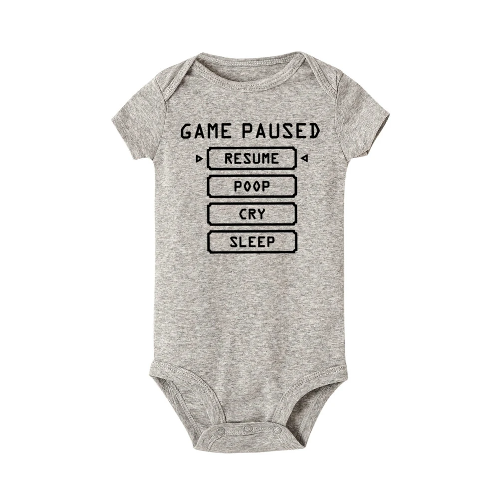Игра на паузу летняя модная одежда для новорожденных BabyRomper Одежда футболка