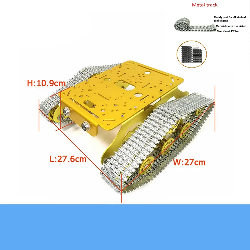 MTS300 Full Metal Shock Absorbing Robot Tank Chassis Kit High Torque 9V/12V Motor Aluminum Alloy Wheel Heavy Load DIY