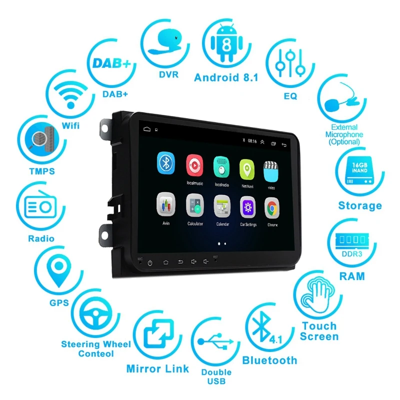 9 дюймов 2 Din Android 8 1 автомобильный мультимедийный плеер GPS навигация WIFI Bluetooth o
