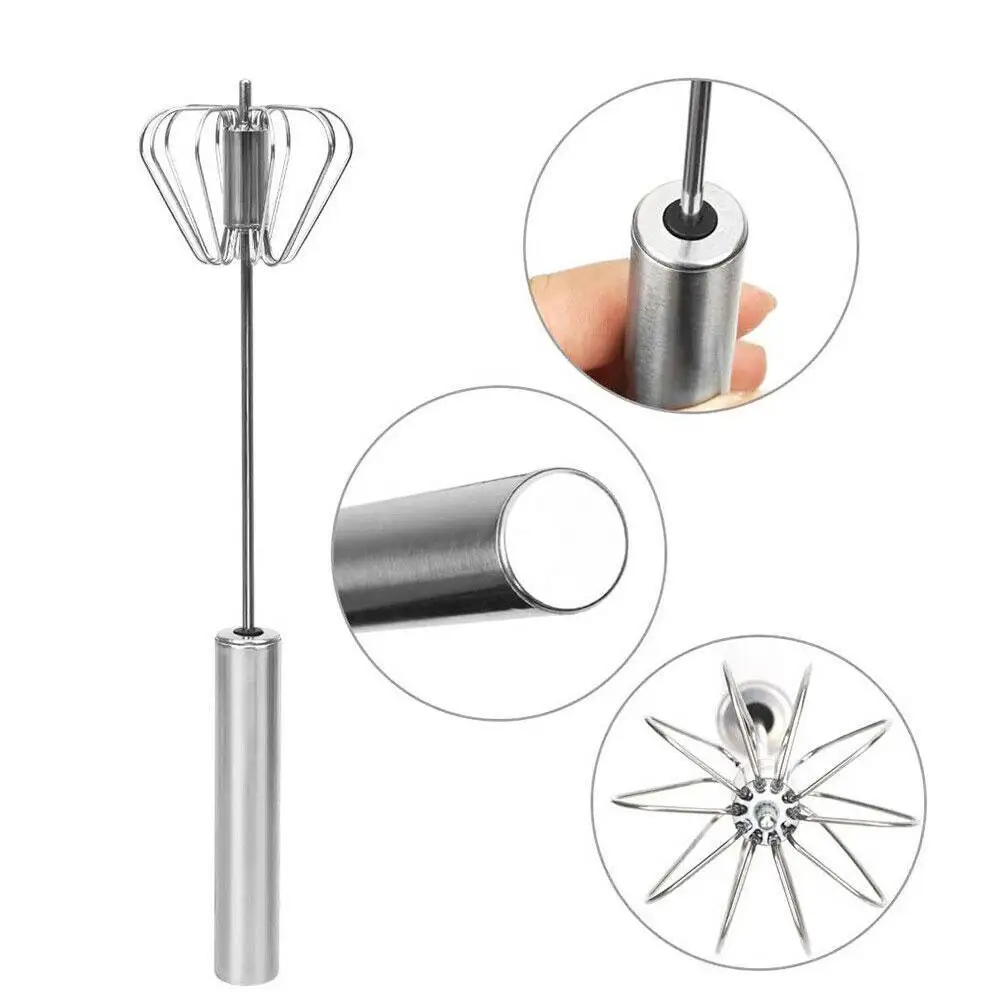 1PC Steel Easy Beater Foamer Rotate Hand Push Whisk Mixer Egg Cream Stirrer Sauce Shaker Cake Blender Kitchen Tools | Дом и сад