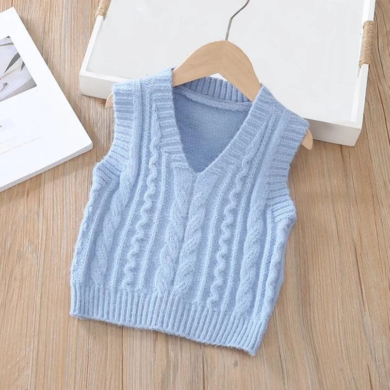 Baby Toddler Clothes School Boy Girl Vest Children Waistcoat Sleeveless Knitted Pullover Sweater Kids Vest For Boys Girls children vest