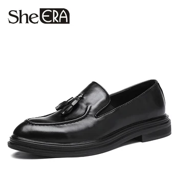 

Men's Casual Business British Pointed Toe Shoes Men 2020 Tassel Leather Shoes Slip-on Oxfords Loafers