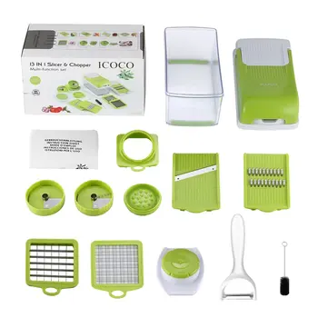 

13 in 1 Kitchen Slicer & Chopper Vegetable Slicer Cutter Stainless Steel Removable Vegetable Food Slicer Peeler