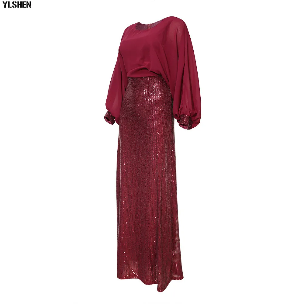 African Dresses For Women Elastic Sequins African Dress Daily Sexy Bat Sleeve Robe Party Evening Long Maxi Dress Africa Clothing 08