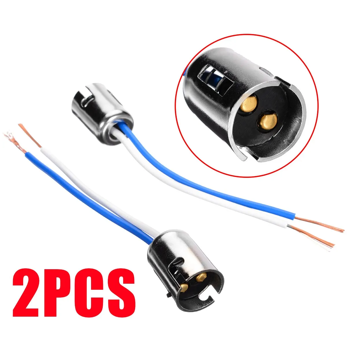 Mayitr 2Pcs Bay15d 1157 Bayonet Socket Connector Car Tail Brake Bulb Extension Wire Harness Socket Support 1158 1493 2057 3497