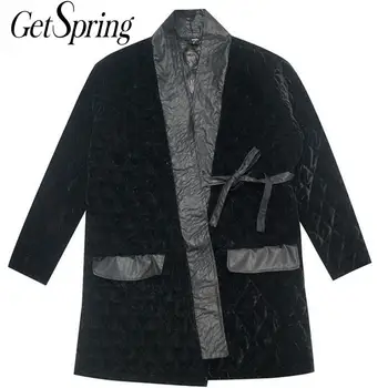 

Getspring Women Parka Women Winter Coats Bandage Velour Long Womens Winter Jackets Coats Plus Size Vintage Parka Femme Hiver