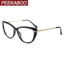Peekaboo, прозрачные очки кошачий глаз для женщин, прозрачные линзы, половина металла, очки по рецепту, женские, оптические, черные, высокое качество