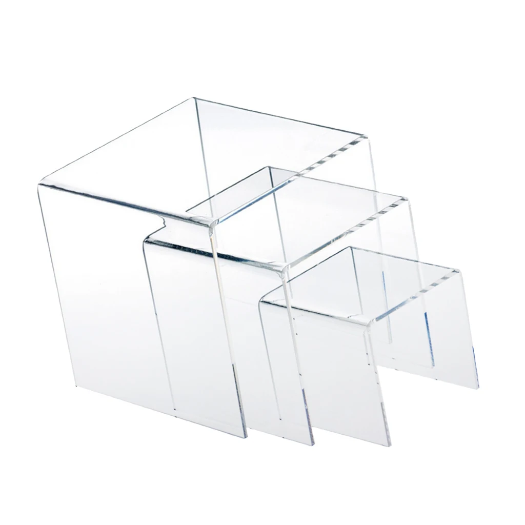  Set Of 3Pcs Clear Acrylic Display Riser Stand Jewelry Gifts Showcase