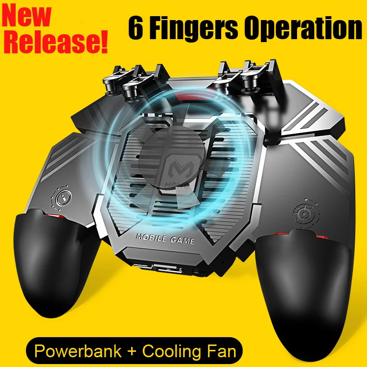 

Winex Gamepad Pubg Controller Android Joystick Mobile Game Pad Controller With Cooling Fan Powerbank Six Finger Gamepad