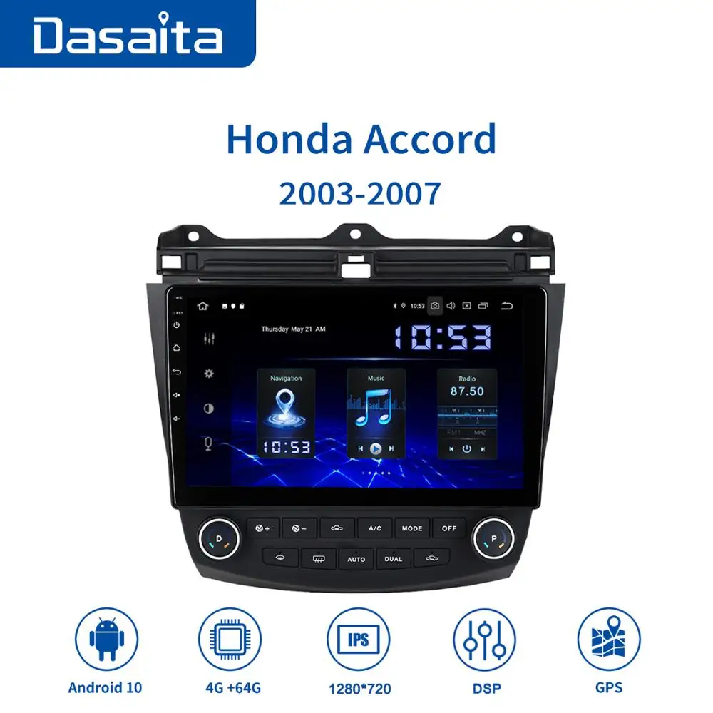 

Dasaita TDA7850 10.2" IPS Car Radio Android 10.0 for Honda Accord GPS 2003 2004 2005 2006 2007 Navigation 1080P Video HDMI MAX10