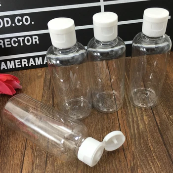 

4pcs/set 100ml Portable Transparent Refillable Bottle Flip Top Cap Clear Trial Bottle Sub Bottle Empty Bottle Sample Jar