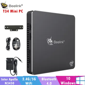 

Beelink Gemini T34 Mini PC N3450 Quad Core 4K HTPC Fan Windows 10 8GB 128GB support M.2 SSD BT4.0 1000M LAN NUC mini Computer