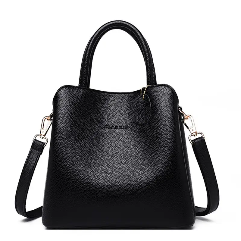 Black Роскошные кожаные сумки Bolsa, женские сумки, дизайнерские женские сумки Croosbody для женщин, маленькая Повседневная Сумка-тоут для девушек, ручная сумка-мешок - Цвет: Black
