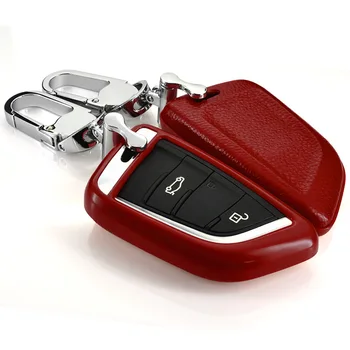 

Top Layer Leather+ABS Remote car key Case CAR shell For BMW X1 X5 X6 2 Series 5 Series 7Series 2014-2017 keychain Accessories