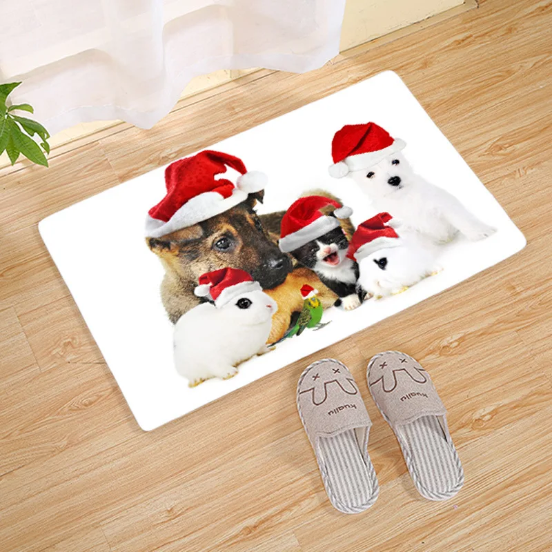 Рождественские ковры, домашний декор, прикроватные Коврики для кухни, фланелевые напольные коврики для ванной, входной внутренний Рождественский коврик с Санта-Клаусом