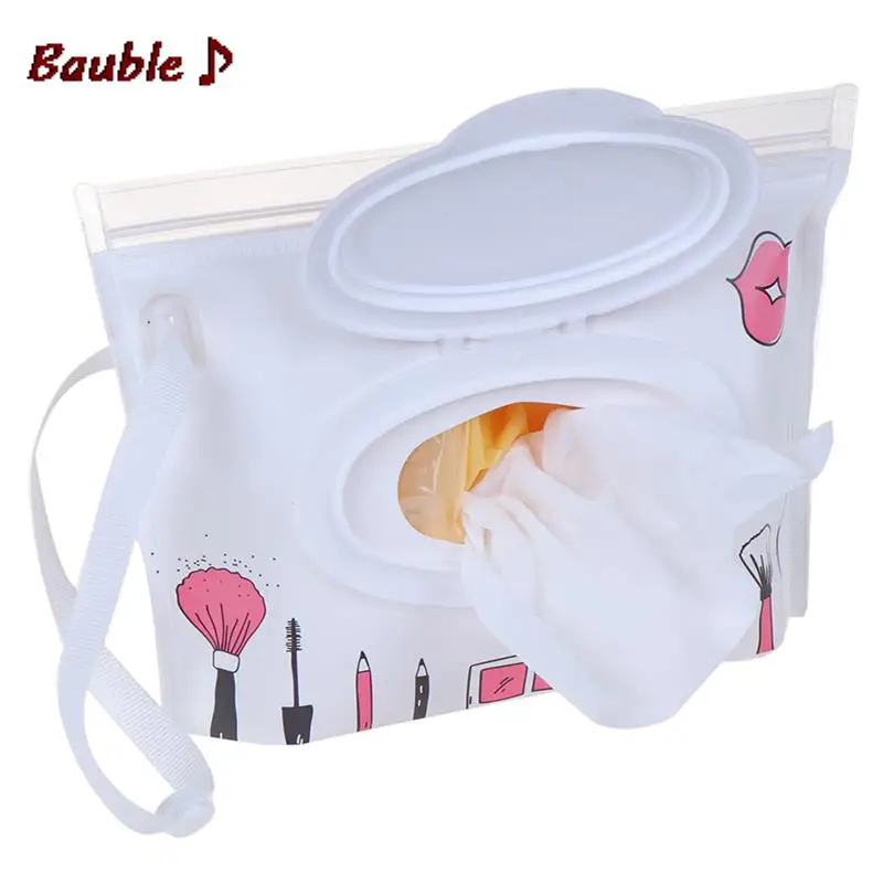 Cartoon Print Baby Wet Wipes Bag Reusable Wet Wipes Cover Container For Baby Skin Care Travel Bag