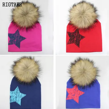 

Autumn and Winter Baby cotton hats pom pom photo props print kids hat boy accessories toddler girl cap bonnet baby hats beanies