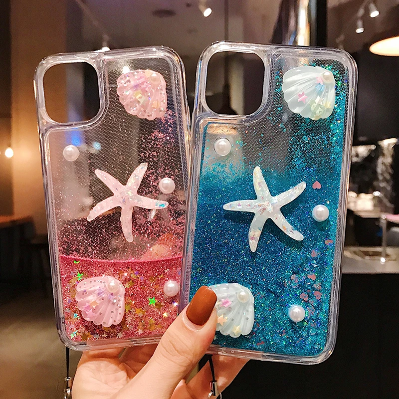 Мультяшный чехол с жидкостью для Huawei P40 P30 P20 Pro P10 P9 Lite морской мир Морская звезда