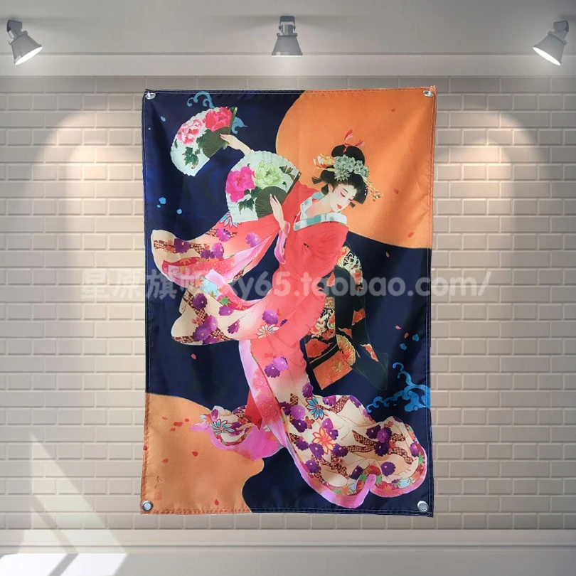 Японский баннер Ukiyo-e в стиле рок-н-ролл с логотипом команды эмблема популярная