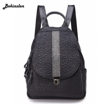 

Bokinslon Backpack Casual Ladies 2020 Diamond Solid Color Retro Student Travel Backpack Womens School Bag