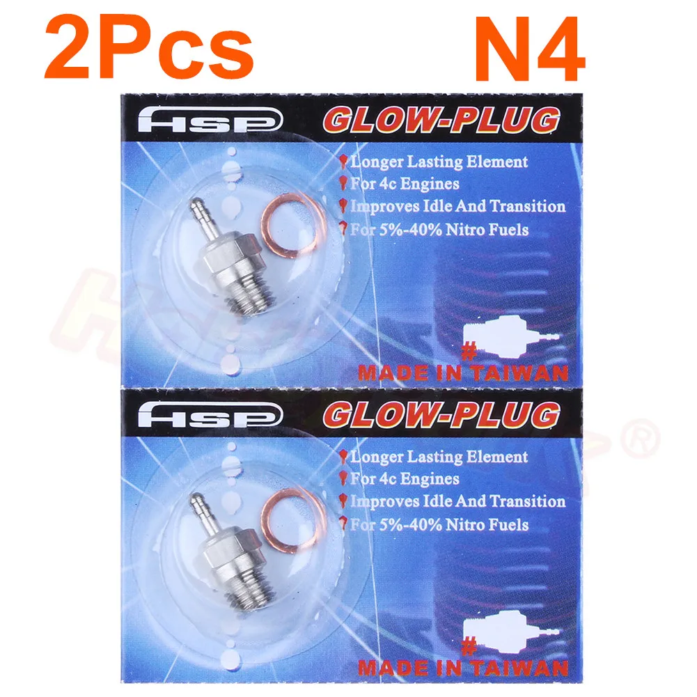 

2pcs Duty Spark Glow Plugs 4# N4 Nitro Engine Parts Replace OS 8 For 1:10th RC Truck Buggy Truggy Fit Traxxas Redcat HSP 70117