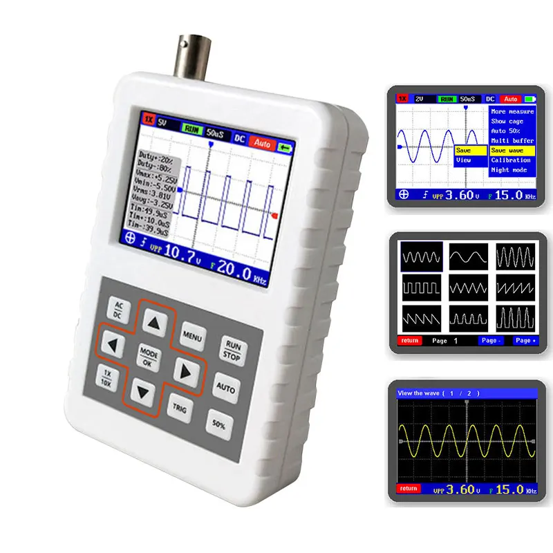 

Digital Oscilloscope Portable Mini Logic Analyzer 5M bandwidth 20MSps Sampling Rate BNC-Clip Oscilloscope Kit