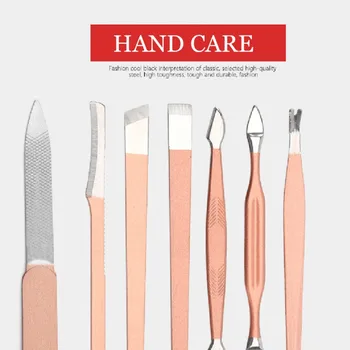 

16-piece Rose Gold Stainless Steel Manicure Tool Set Cuticle Scissor Pusher Tweezer Nail File Nail Cutter Set Pick Nail Care