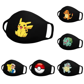 

Pokemon Mask Cartoon Cute Print Unisex Dustproof Sunscreen Anti-fog Breathable Protection Washable Cotton Fabric Face Cover