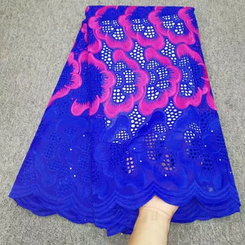 

Latest African Lace Fabric High Quality Nigerian French Tulle Swiss voile Pure cotton Net Lace Fabrics 5 Yards For Dress