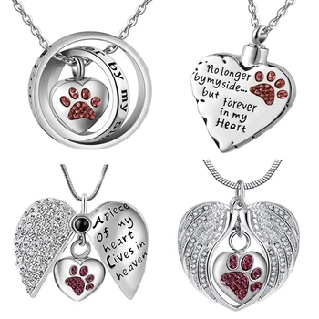

High-quality Dog/Cat Paw Print Cremation Jewelry Ashes Holder Pet Memorial Urn Necklace Pendant For Memory