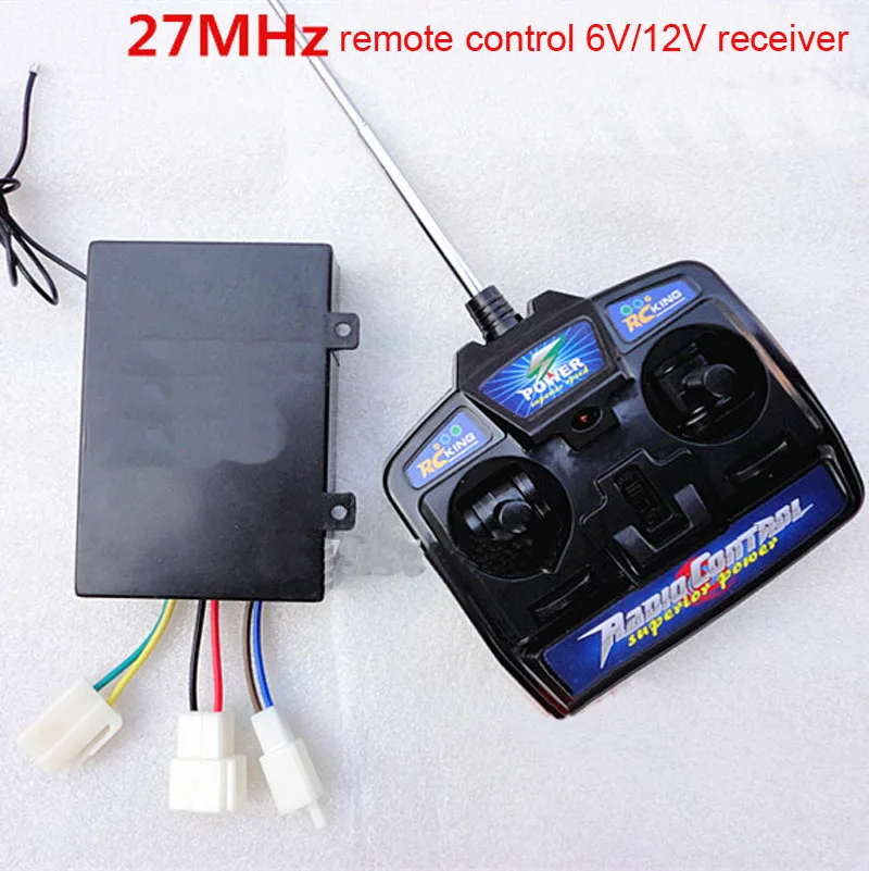 

4CH 27MHZ Remote Control 6V/12V Receiver Universal Radio Transmitter Controller Double Drive Motor Cable fr Children Car Kid Toy