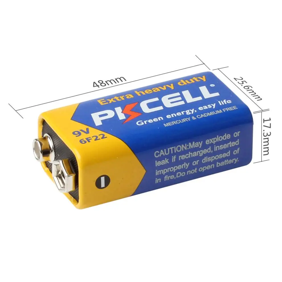 PKCELL 12 штук 9V 6F22 Батарея супер сильный батареи 9В PPP3 не Перезаряжаемые для радио