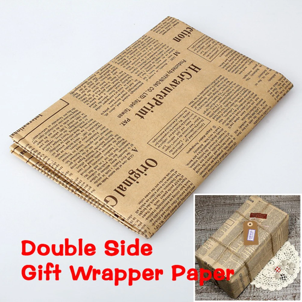 

1pcs Vintage Newspaper Gift Wrapping Paper Artware Package Paper DIY Book Cover Kraft Paper Wrap Packing Accessories 52x75cm