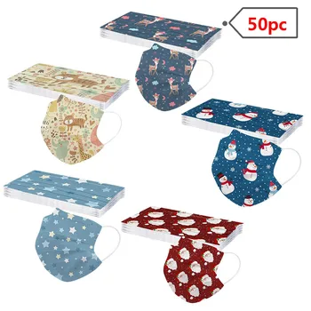

50pc Children's Face Mask Protective Dust-proof Christmas Cartoon Printed Mask Kids Boy Girl Faceshield Masque Маска Maschere