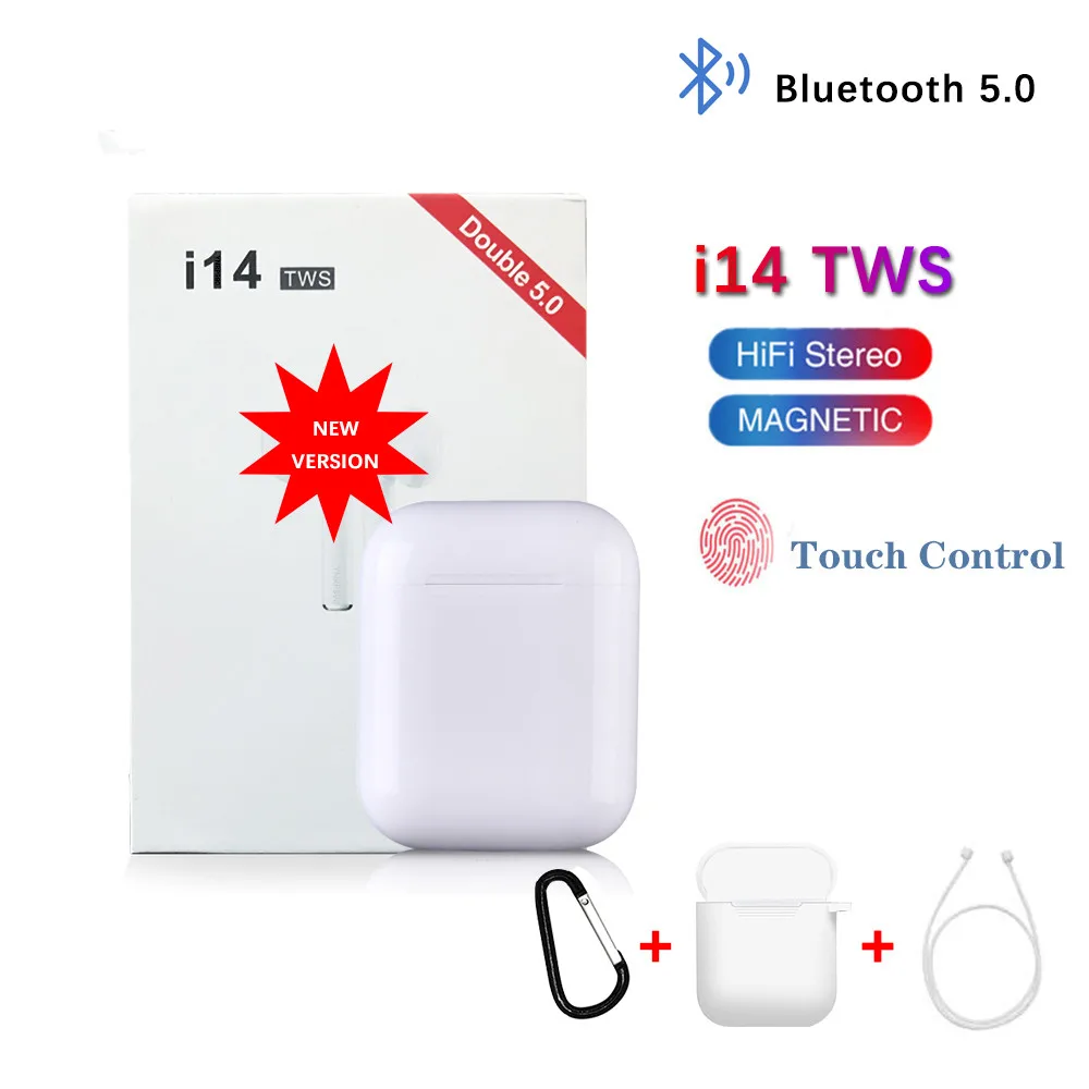 

i14 tws Headset 1:1 In-ear Wireless fone Bluetooth 5.0 Earphone Earbuds Touch Control Sport for iphone xiaomi audifonos elari