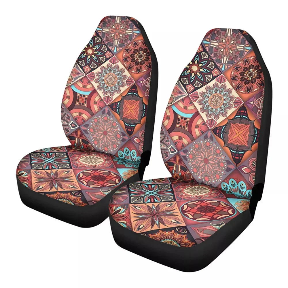 

2Pcs Ethnic Tribal Patterns Print Car Seat Cover Universal Fit Auto Protector Seat Case 3D Design SUV Vehicle Dirty Anti