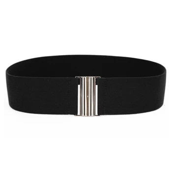 

For Lady Dress Decorative Accessories Waist Band Girls With Silver Buckle Elasticated Fashion All-Match Wide Stretch Women Belt