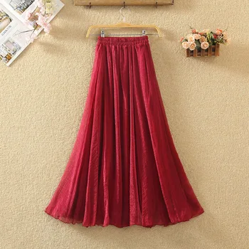 

Chiffon skirts in summer 2019 new female long posed beach skirt Bohemian seaside resort