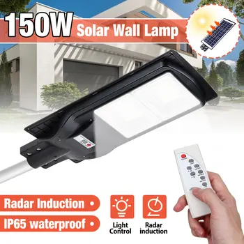 

150W LED Solar Wall Lamp 160Leds Light+Radar Sensing+Remote Control Solar Light Waterproof For Home Garden Fence Outdoor