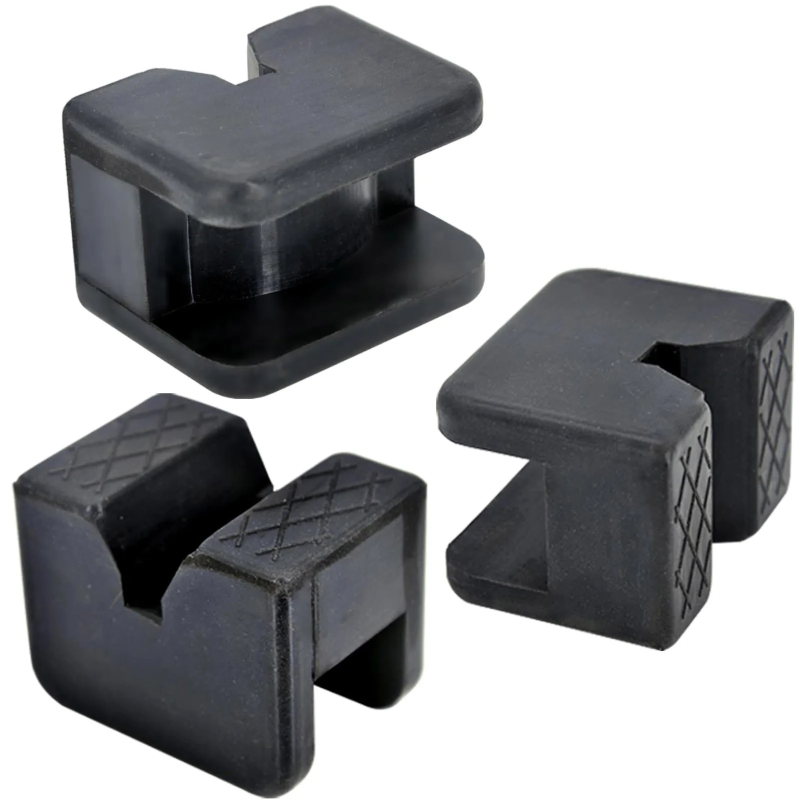 2x Universal Rubber Slotted Square Jack Pad Adapters For Stand Car Lift Lifting Adaptor With Frame Stand Rail Pinch Max 3 Tons